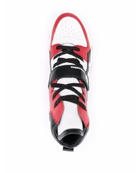 weiße und rote hohe Sneakers aus Leder von DSQUARED2