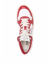 weiße und rote hohe Sneakers aus Leder von AUTRY