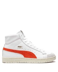 weiße und rote hohe Sneakers aus Leder von Puma