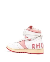 weiße und rote hohe Sneakers aus Leder von Rhude