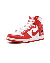weiße und rote hohe Sneakers aus Leder von Nike