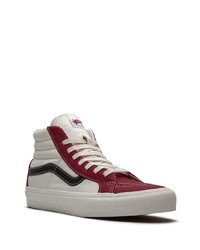 weiße und rote hohe Sneakers aus Leder von Vans
