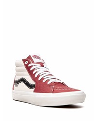 weiße und rote hohe Sneakers aus Leder von Vans