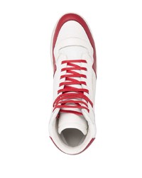 weiße und rote hohe Sneakers aus Leder von Saint Laurent