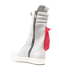 weiße und rote hohe Sneakers aus Leder von Rick Owens