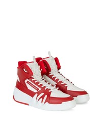 weiße und rote hohe Sneakers aus Leder von Giuseppe Zanotti