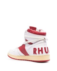 weiße und rote hohe Sneakers aus Leder von Rhude