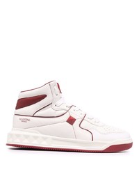 weiße und rote hohe Sneakers aus Leder von Valentino Garavani
