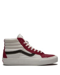 weiße und rote hohe Sneakers aus Leder von Vans