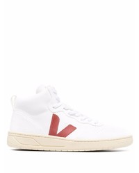 weiße und rote hohe Sneakers aus Leder von Veja