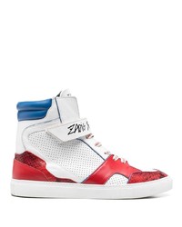 weiße und rote hohe Sneakers aus Leder von Zadig & Voltaire