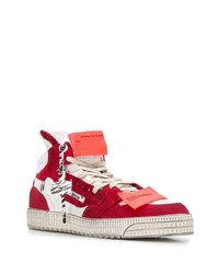 weiße und rote hohe Sneakers aus Segeltuch von Off-White