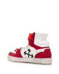 weiße und rote hohe Sneakers aus Segeltuch von Off-White