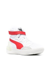 weiße und rote hohe Sneakers aus Segeltuch von Puma