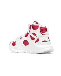 weiße und rote hohe Sneakers von Burberry