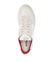 weiße und rote Leder niedrige Sneakers von AUTRY