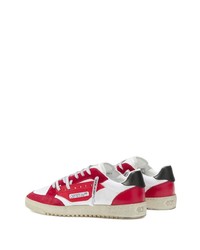 weiße und rote Leder niedrige Sneakers von Off-White