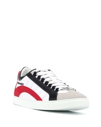 weiße und rote Leder niedrige Sneakers von DSQUARED2