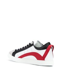 weiße und rote Leder niedrige Sneakers von DSQUARED2