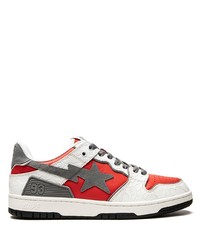 weiße und rote Leder niedrige Sneakers von A Bathing Ape