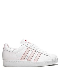 weiße und rote Leder niedrige Sneakers von adidas