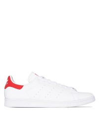 weiße und rote Leder niedrige Sneakers von adidas