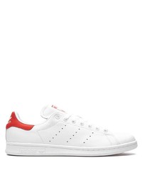 weiße und rote Leder niedrige Sneakers von adidas