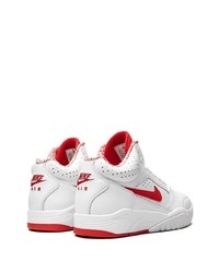 weiße und rote Leder niedrige Sneakers von Nike