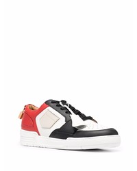 weiße und rote Leder niedrige Sneakers von Buscemi