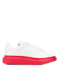 weiße und rote Leder niedrige Sneakers von Alexander McQueen