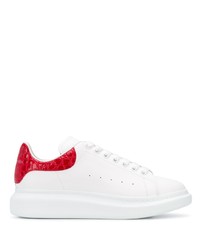 weiße und rote Leder niedrige Sneakers von Alexander McQueen