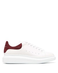 weiße und rote Leder niedrige Sneakers von Alexander McQueen