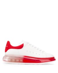 weiße und rote Leder niedrige Sneakers von Alexander McQueen