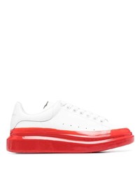 weiße und rote Leder niedrige Sneakers von Alexander McQueen