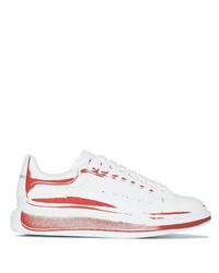 weiße und rote Leder niedrige Sneakers von Alexander McQueen