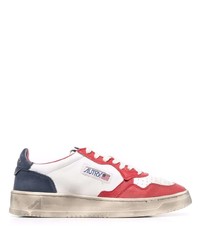 weiße und rote Leder niedrige Sneakers von AUTRY