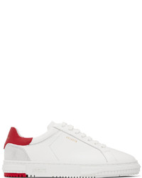 weiße und rote Leder niedrige Sneakers von Axel Arigato