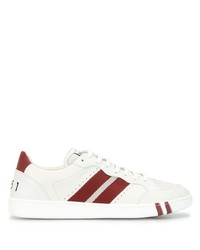 weiße und rote Leder niedrige Sneakers von Bally