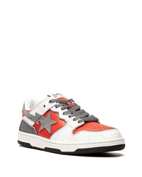 weiße und rote Leder niedrige Sneakers von A Bathing Ape