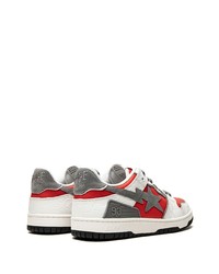 weiße und rote Leder niedrige Sneakers von A Bathing Ape