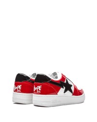 weiße und rote Leder niedrige Sneakers von A Bathing Ape