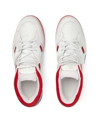 weiße und rote Leder niedrige Sneakers von Gucci