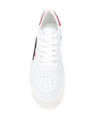weiße und rote Leder niedrige Sneakers von Neil Barrett