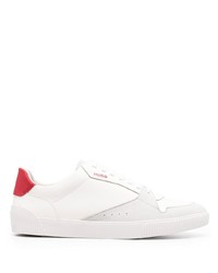 weiße und rote Leder niedrige Sneakers von BOSS