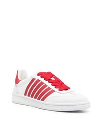 weiße und rote Leder niedrige Sneakers von DSQUARED2