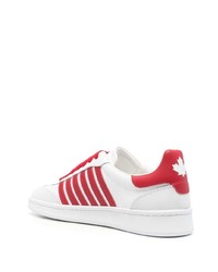 weiße und rote Leder niedrige Sneakers von DSQUARED2