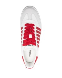 weiße und rote Leder niedrige Sneakers von DSQUARED2