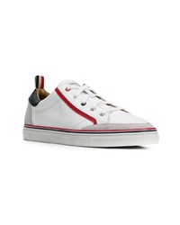 weiße und rote Leder niedrige Sneakers von Thom Browne