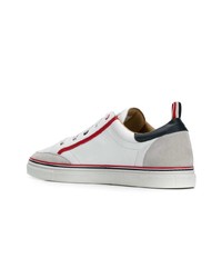 weiße und rote Leder niedrige Sneakers von Thom Browne