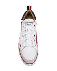 weiße und rote Leder niedrige Sneakers von Thom Browne